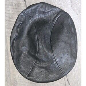 Wilsons Leather Biker Black Pelle Studio Newsboy Cabbie Leather Flat Cap L/XL
